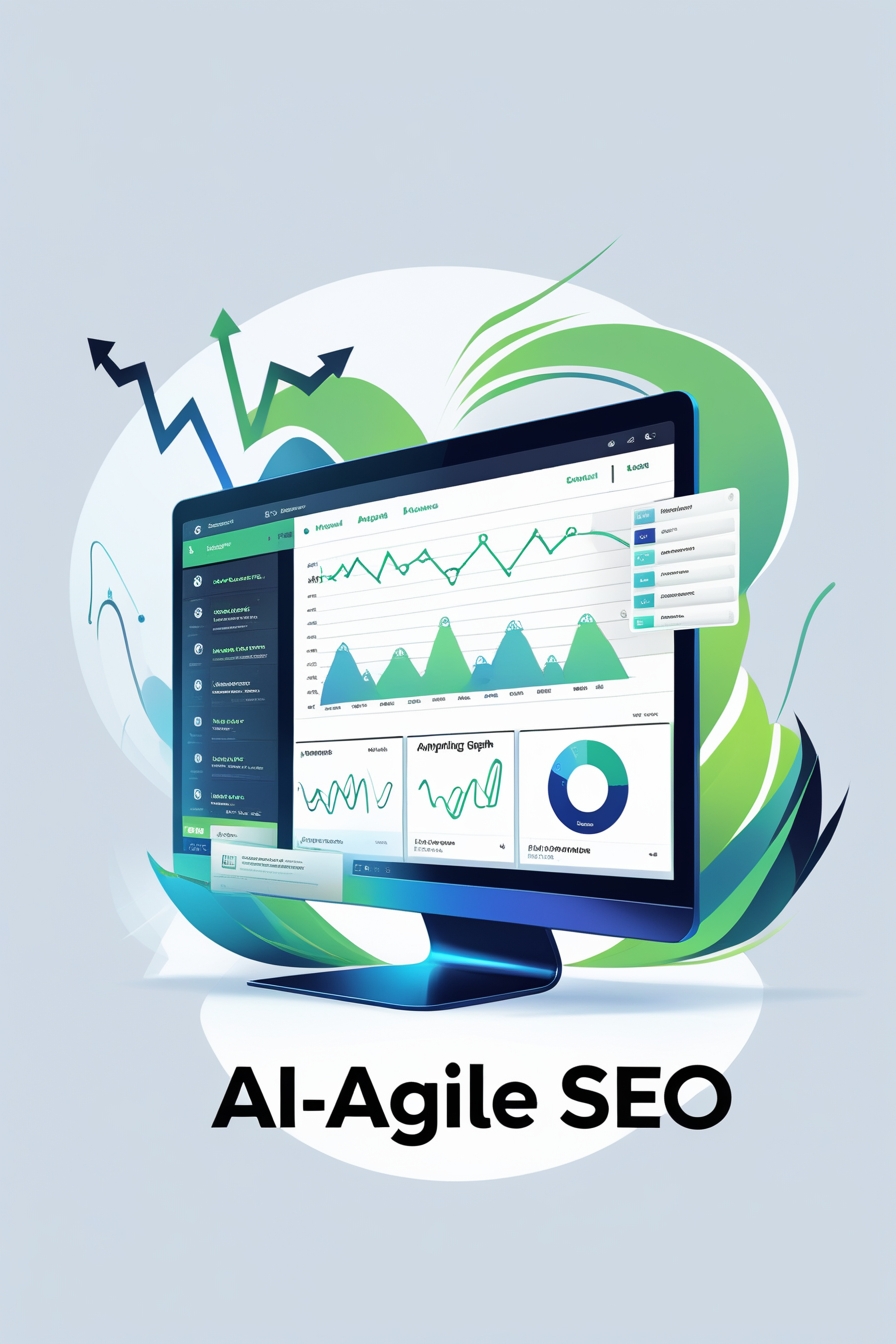 Modern artwork showing Agile SEO with AI-powered analytics and motion elements